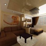 Design della camera da letto e del soggiorno