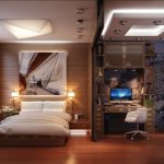Soggiorno e camera da letto in una stanza
