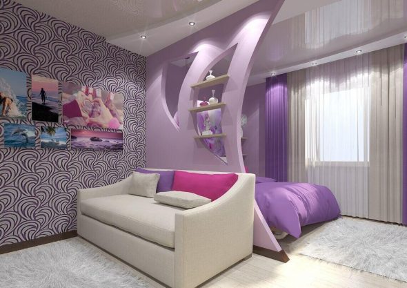 Interno del soggiorno e della camera da letto