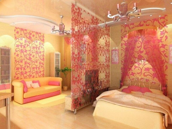 Idee di design per un soggiorno luminoso e una camera da letto
