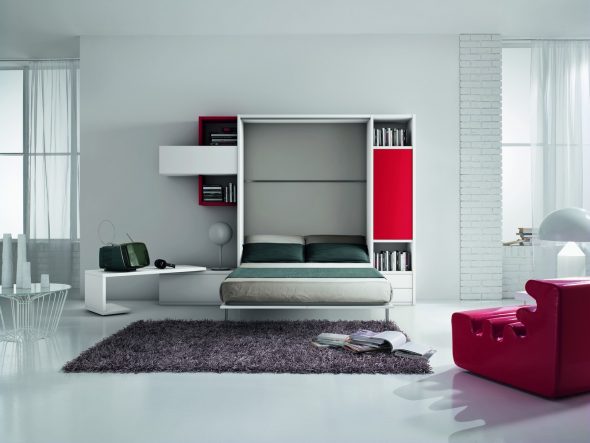 Letto pieghevole integrato nell'armadio