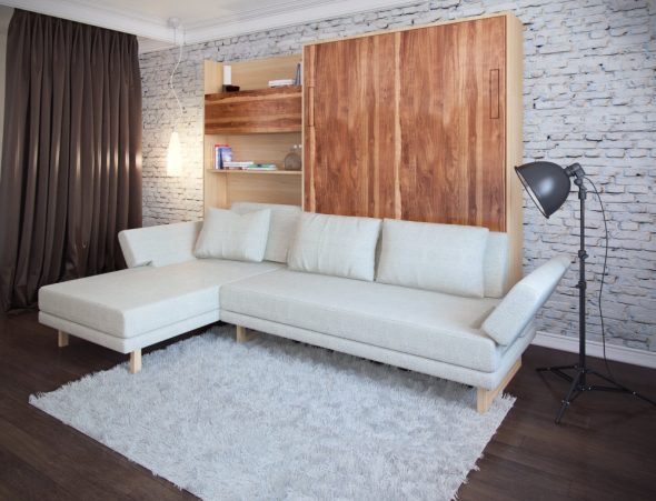 Divano letto sollevabile in pelle