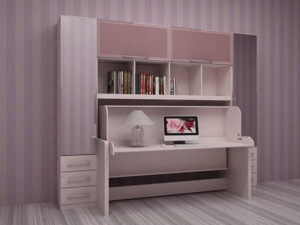 Comodino sollevabile rosa