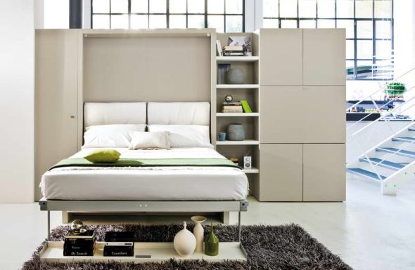 Letto guardaroba bianco all'interno