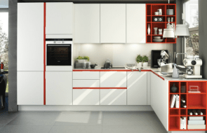cucina bianca rossa