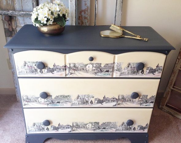 cassettiera decoupage