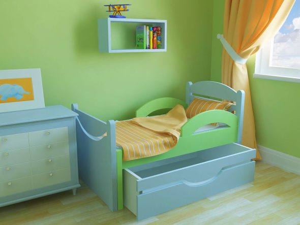 lettino con sponde per cameretta bambini