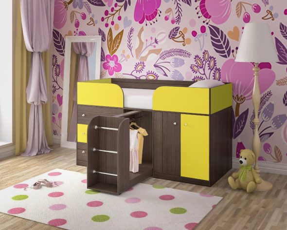 letto marrone per la cameretta dei bambini