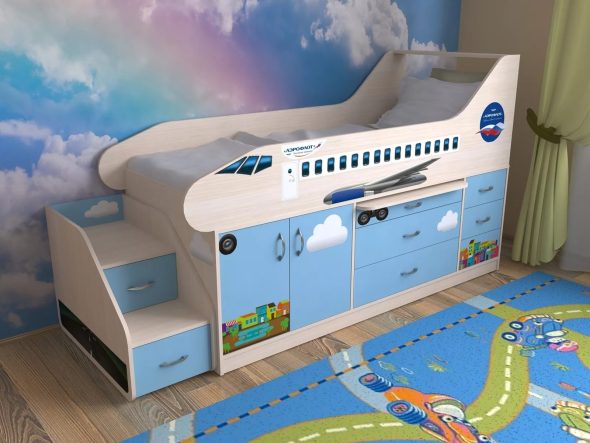 Letto a forma di aereo per ragazzi