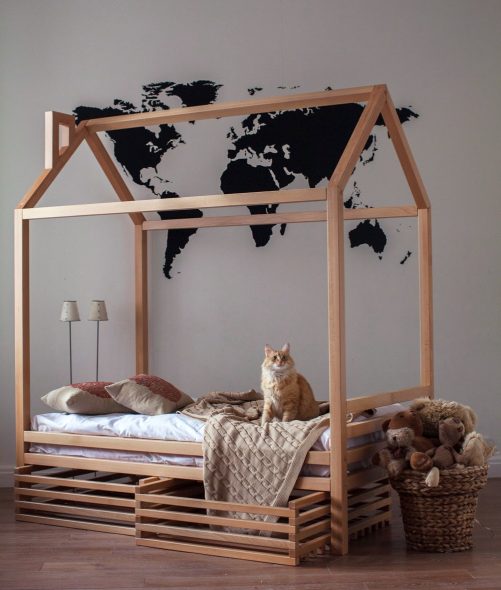 letto a forma di casa semplice per bambini