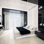 camera da letto in bianco e nero