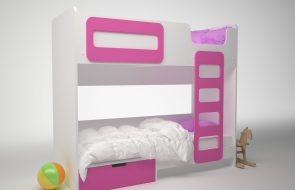 letto bianco e rosa con sponda laterale