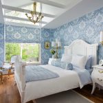 colore blu nell'interno della camera da letto