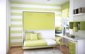 Letto pieghevole orizzontale nei toni del verde chiaro