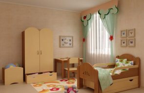 Interno della cameretta per bambini con letto estraibile