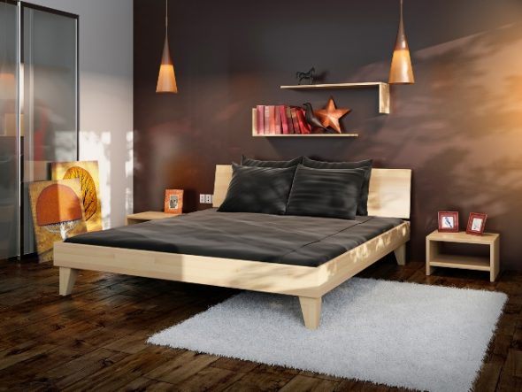 Risparmiare spazio con una mensola sopra il letto