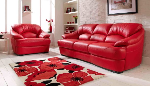 divano rosso all'interno