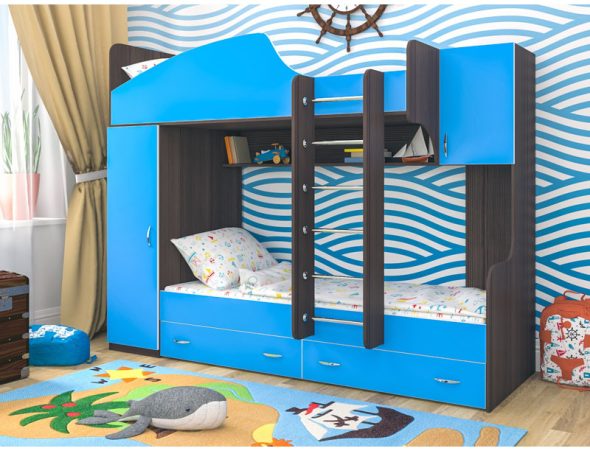 letto a castello con sponde in stile nautico