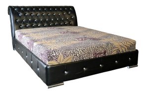 pouf in pelle nera