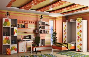 Letto trasformabile verticale in stile autunnale