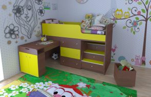 letto a due livelli con sponde per un bambino