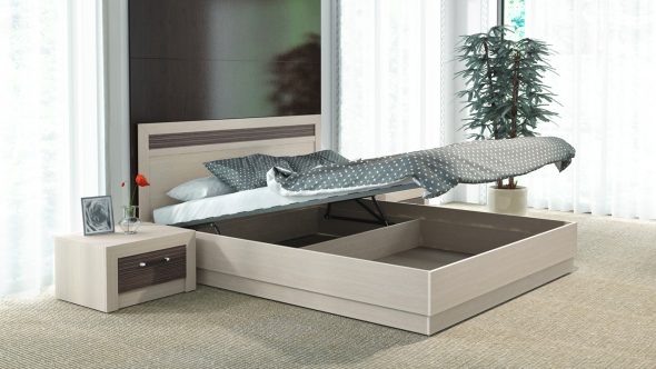 Letto matrimoniale con meccanismo di sollevamento Tokyo