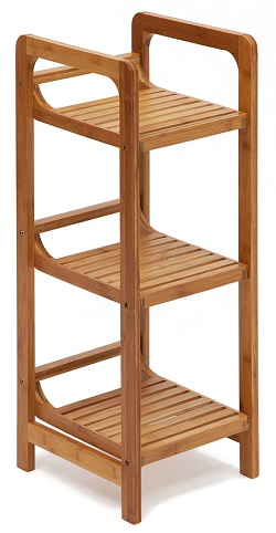 Scaffale in legno con tre ripiani