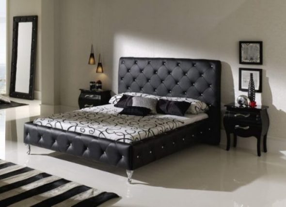 Letto in ecopelle nera
