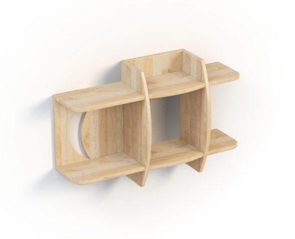 Mensola sospesa in legno naturale