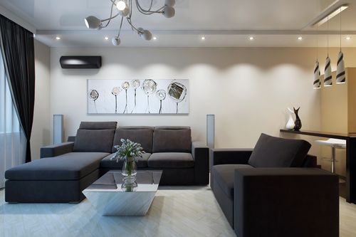 Design d'angolo grigio nel soggiorno