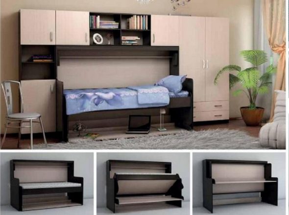 Trasformatore armadio-letto-tavolino tre in uno
