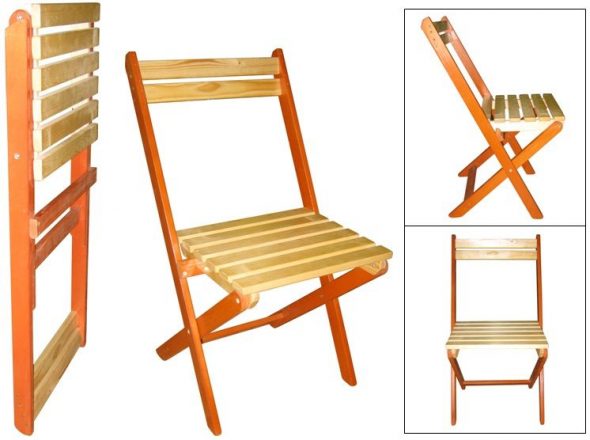Sedia da giardino pieghevole in legno massello