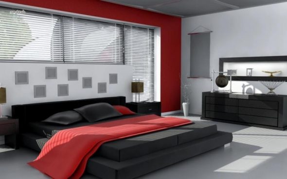 camera da letto nera e rossa
