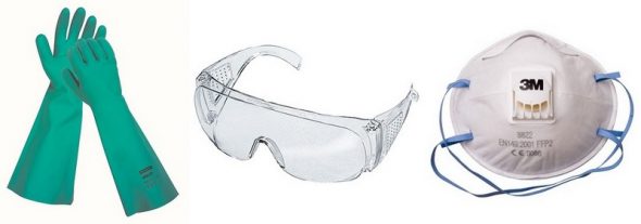 očala rokavice respirator