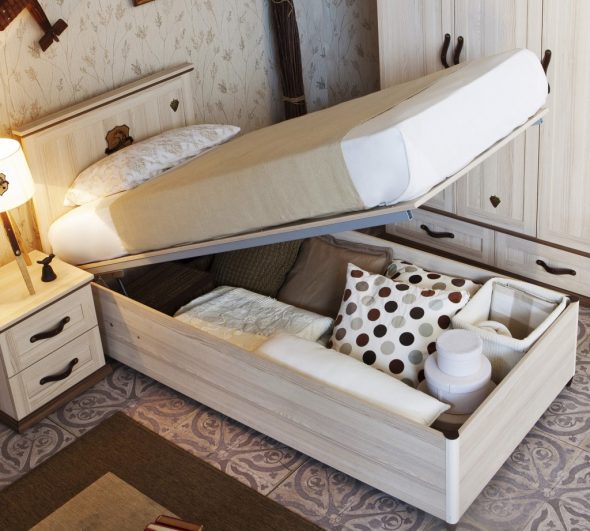 letto spazioso con base sollevabile