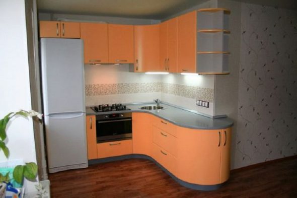 mobile cucina ad angolo arrotondato