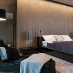 camera da letto con mobili scuri