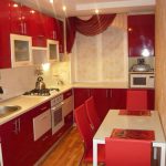 cucina stretta a fiori rossi