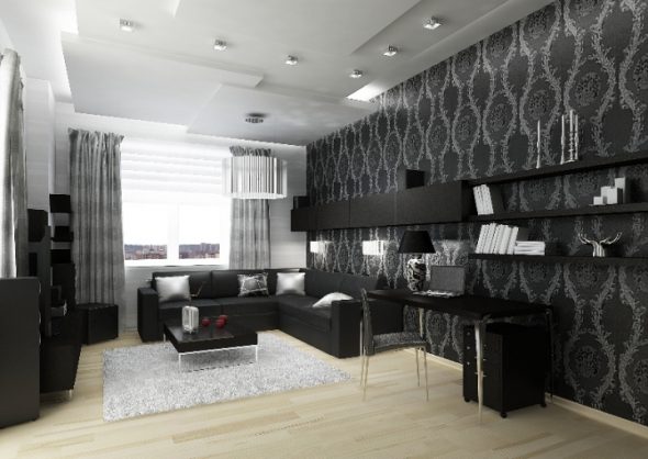 Mobili neri all'interno