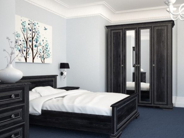 Mobili neri all'interno della camera da letto