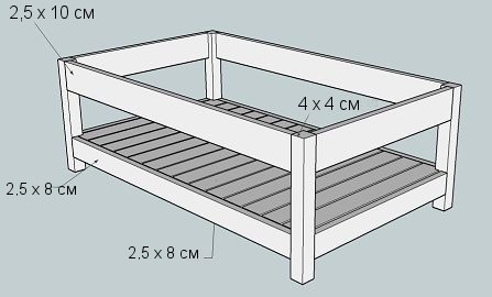 Disegno di una panca di legno