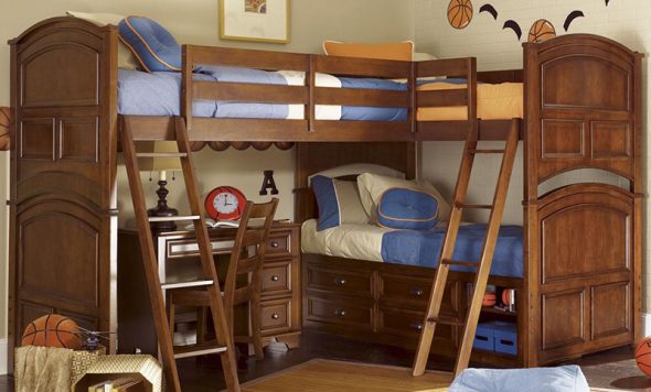 Letto per bambini in legno massello naturale