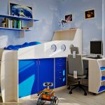 letto a soppalco con zona lavoro e armadio
