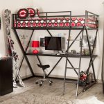 letto a soppalco con foto del design dell'area di lavoro
