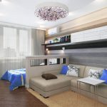design del soggiorno con divano in pelle scamosciata