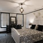 foto della camera da letto in bianco e nero