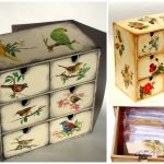 cassettiera decoupage con uccelli