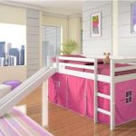 letto a soppalco per bambini con scivolo rosa