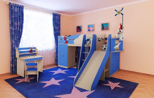 letto scorrevole blu