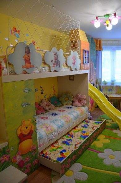 letto a castello per bambini con scivolo